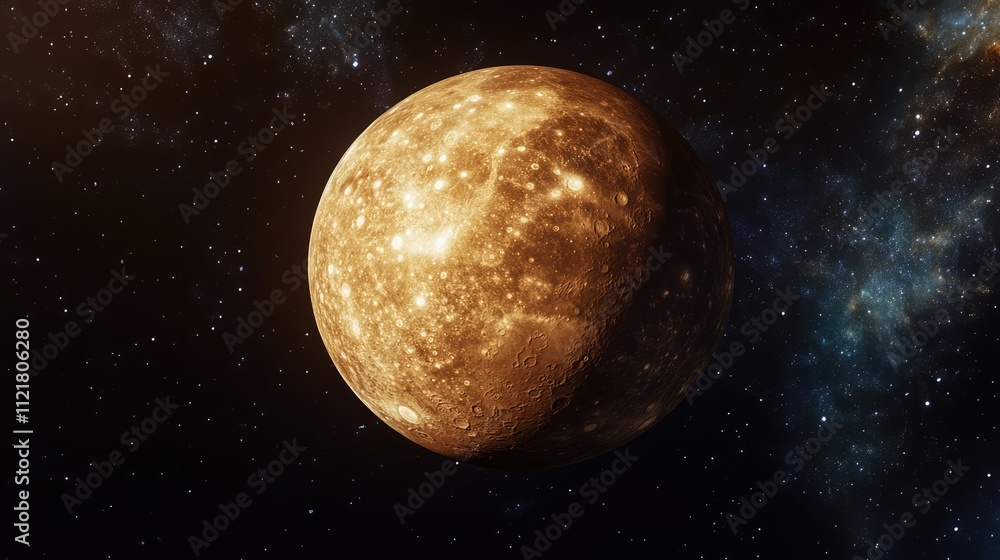 Aufkleber mercury planet detailed close-up with textured surface against cosmic background