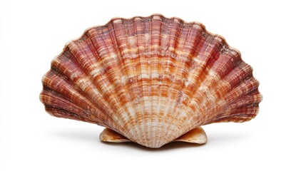 Obraz premium Seashell showcasing vibrant colors and intricate textures against a clean white background for artistic and natural theme designs