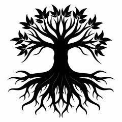 Ebony Roots vector silhouette black design white background
