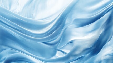 Naklejka premium Luxurious blue silk fabric texture with smooth flowing waves ideal for elegant backgrounds and wallpapers in design projects.