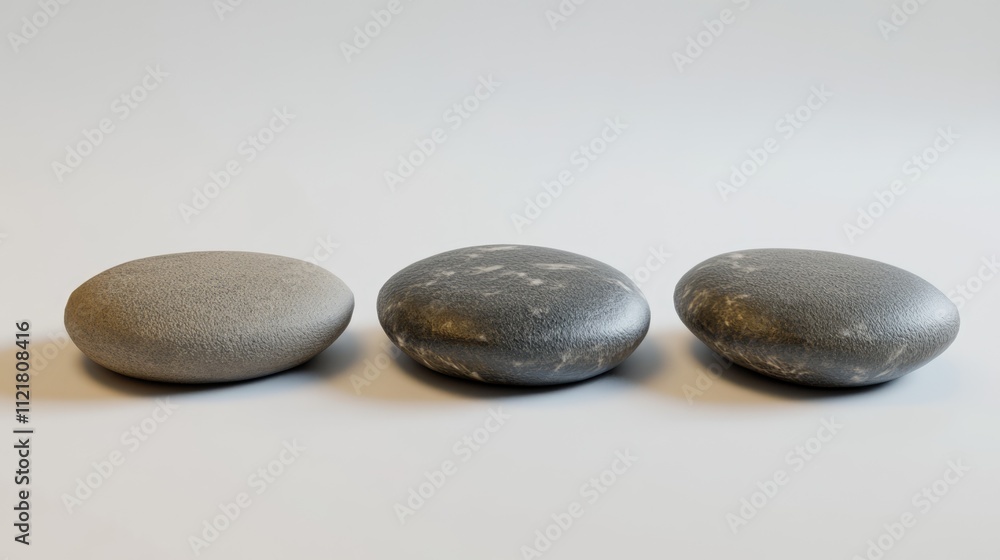 Aufkleber Smooth river stones arranged in a row on a neutral background showcasing natural textures and shapes for decorative purposes