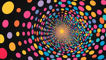 Vibrant Tunnel of Dots: Hypnotic and Colorful Abstract Art