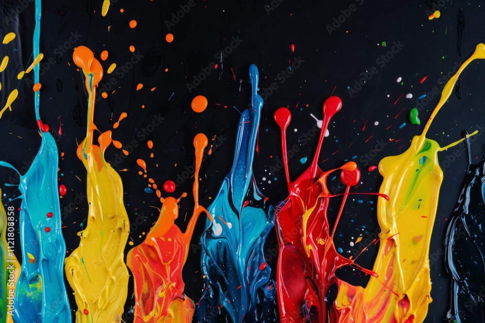 Aufkleber vibrant splashes of paint against a dark background creating a colorful abstract artwork with bright