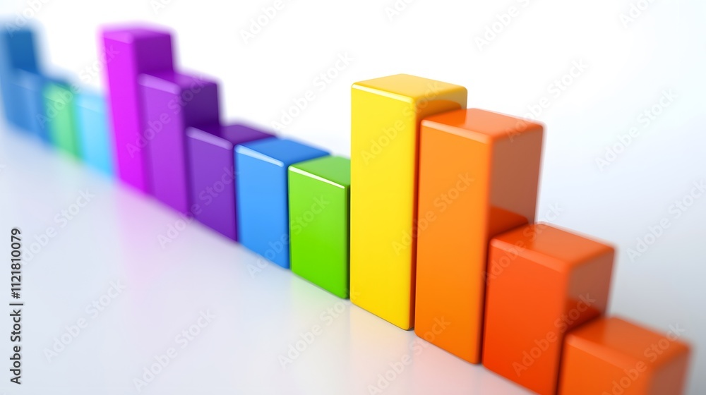 Leinwandbilder a bar graph with segmented sections highlighted in vibrant colors, indicating different categories.