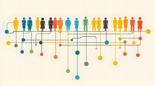 A modern infographic design showing customer segmentation with distinct color-coded groups.