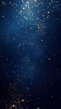 Navy blue background with golden bokeh sparks and sparkle effect