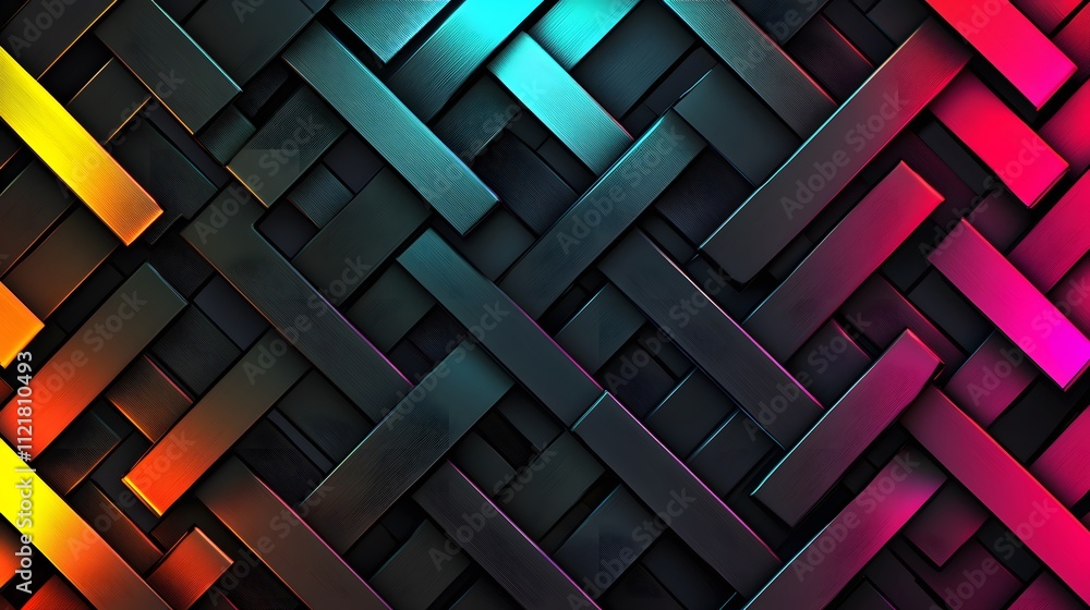 Aufkleber An abstract grid pattern with segments glowing in alternating colors, representing structured data.