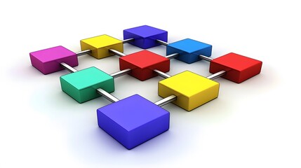 Obraz premium A segmentation flow chart with arrows leading to distinct color-coded boxes.