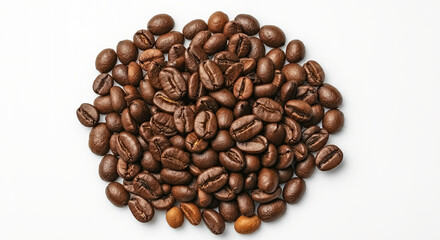 Fototapeta premium Coffee beans set isolated on white background and texture, top view