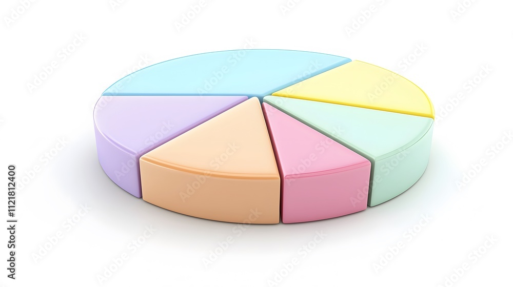 Poster A segmented pie chart in soft pastel colors on a clean white background, symbolizing market segmentation.