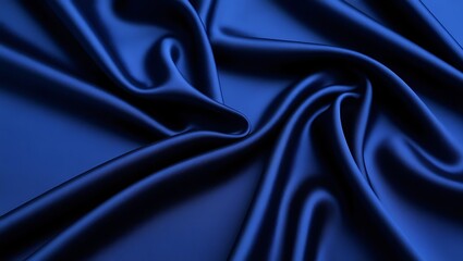 Obraz premium Close-Up of Luxurious Deep Blue Fabric with Smooth Texture, Highlighting Soft Folds, Light and Shadow Play, and an Abstract, Sophisticated, and Silky Appearance.