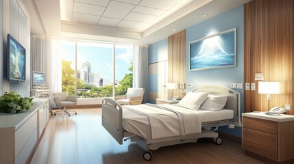 A scene of a hospital benefiting from an endowment, using the funds to improve patient care and medical facilities