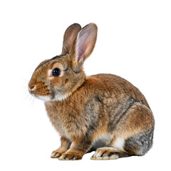 Side View of a Brown Rabbit Isolated on White Background