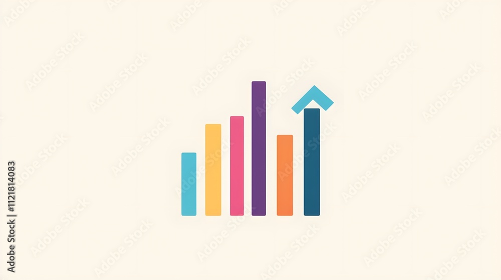 Aufkleber A flat bar graph with muted gradients dividing categories on a clean background.