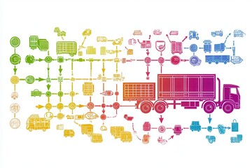 Fototapeta premium Colorful Distribution Workflow Illustration