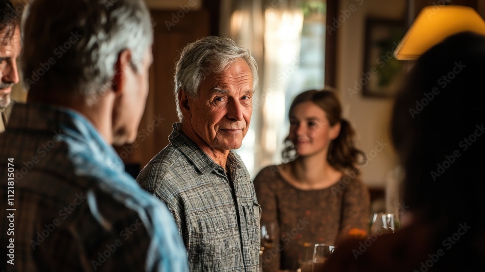 Poster a scene of a family having an unexpected encounter with a long-lost relative at a reunion