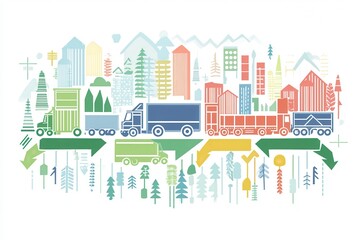 Obraz premium Logistics and Transport Chain Illustration