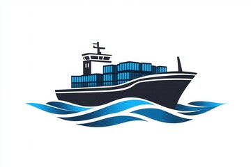 Obraz premium Modern Cargo Ship in Waves - Vector Illustration