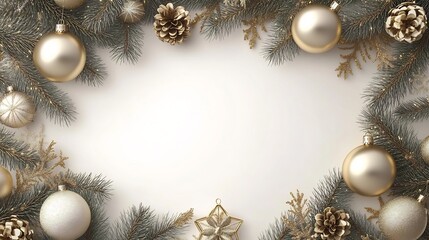 Elegant Decorated Christmas Banner Card with Ample Copy Space for Festive Greetings or Promotions