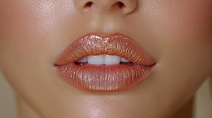 Fototapeta premium a close up of a woman's lips with glitter on them