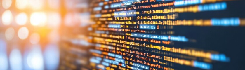 Obraz premium Intricate Display of Colorful Code and Illuminated Patterns Creating a Digital Wonderland