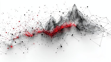 A black and red graph with dots and lines on a white background