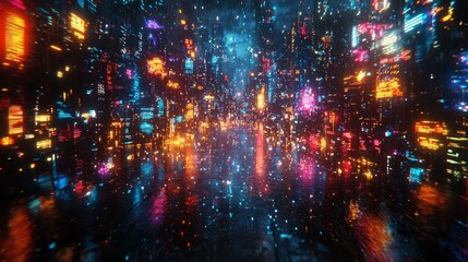 Obraz premium A city at night with a lot of lights