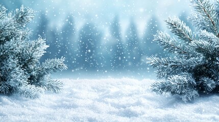 Fototapeta premium A snow covered pine tree in the middle of a snowy forest