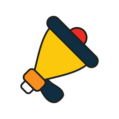 bull horn color line icon with white background vector stock illustration