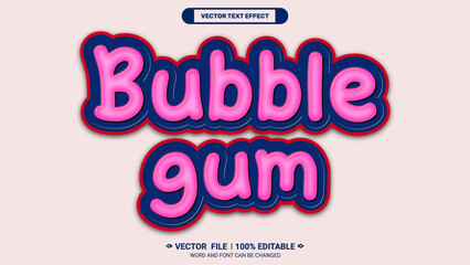 Obraz premium Bubble gum colourful bold trendy style editable 3d vector text effect 