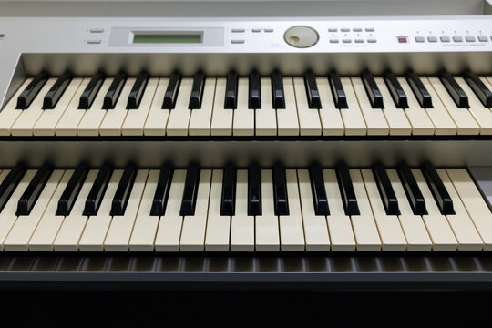 double step electone keyboard, music instrument in music classroom.