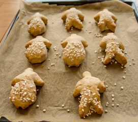 baking beautiful and delicous cookies for Christmas, dough, ginger bread, speculatioo