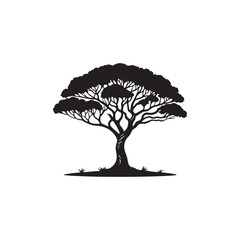 Creative Banyan Tree silhouette vector Style with white background