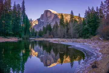 Half Dome and reflection in Mirror Lake, Yosemite National Park, California, USA