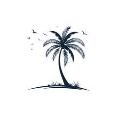 Creative Palm Tree silhouette vector Style with white background