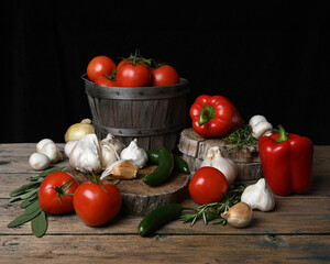 tomatoes and garlics and onions