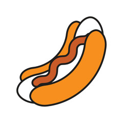hot dog color line icon with white background vector stock illustration
