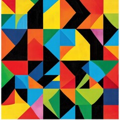 Fototapeta premium Abstract geometric painting, vibrant colors, bold shapes.