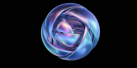 Iridescent Abstract Spherical 3D Art