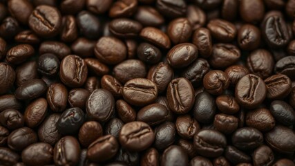 Obraz premium Close up of coffee beans with a small bean in the center, perfect for illustrating the uniqueness of each bean, close up, brown, roasted