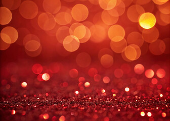Red Bokeh Background with Glittering Particles – Abstract Festive Texture