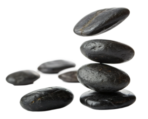 Black Rocks in the Air on Transparent Background