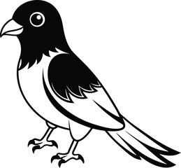 cute Asian koel line art silhouette