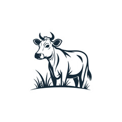 Creative Cow and Face silhouette vector Style with white background