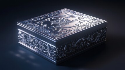 Fototapeta premium Ornately Designed Metallic Box With Intricate Patterns and Shiny Textures Captured in Beautiful Lighting