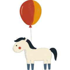 Whimsical Anthropomorphic Horse Character with Celebratory Balloon remove background