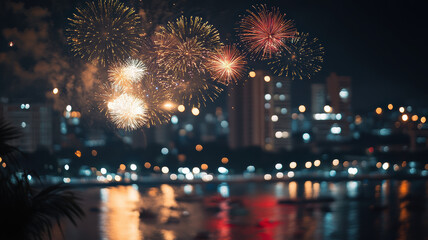 Obraz premium Fireworks creating a celebration atmosphere at night