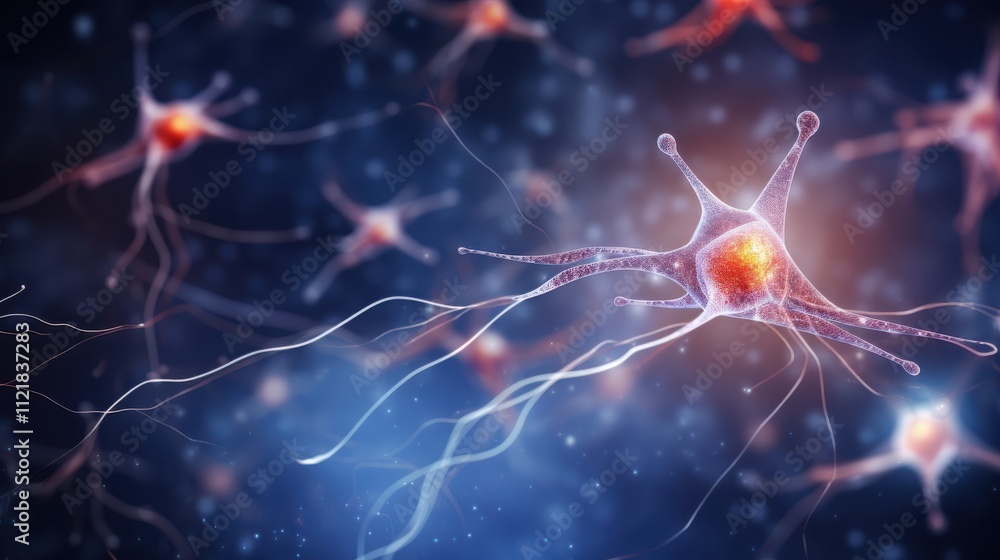 Poster microscopic view of neuron network connections