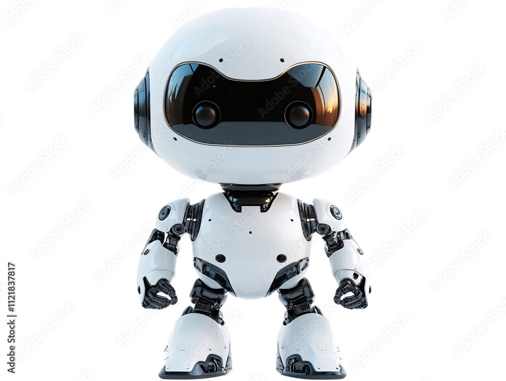 Aufkleber a futuristic robot with a sleek design featuring rounded edges and expressive eyes, standing upright