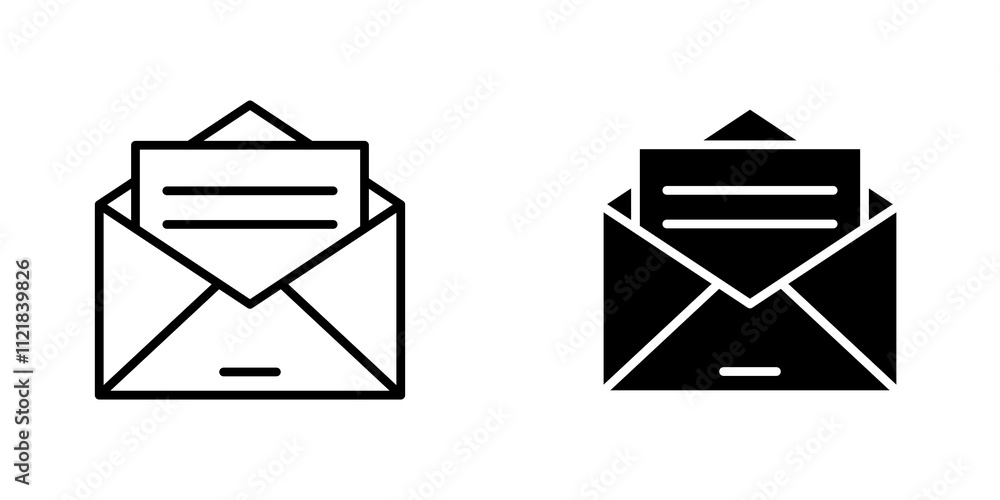 Poster envelope open icons for app and websites.